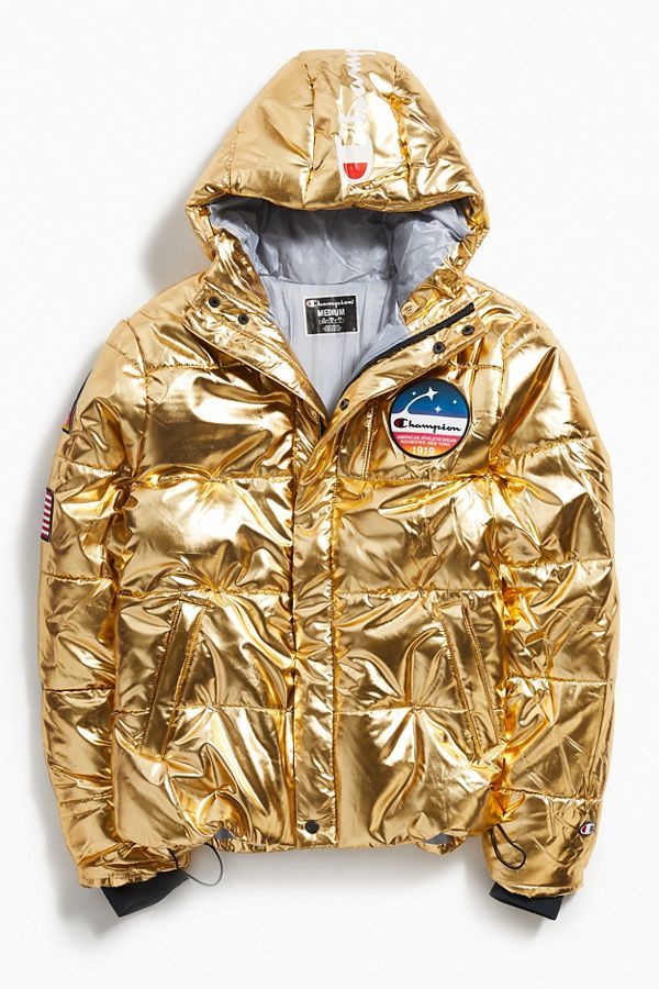 champion metallic puffer jacket