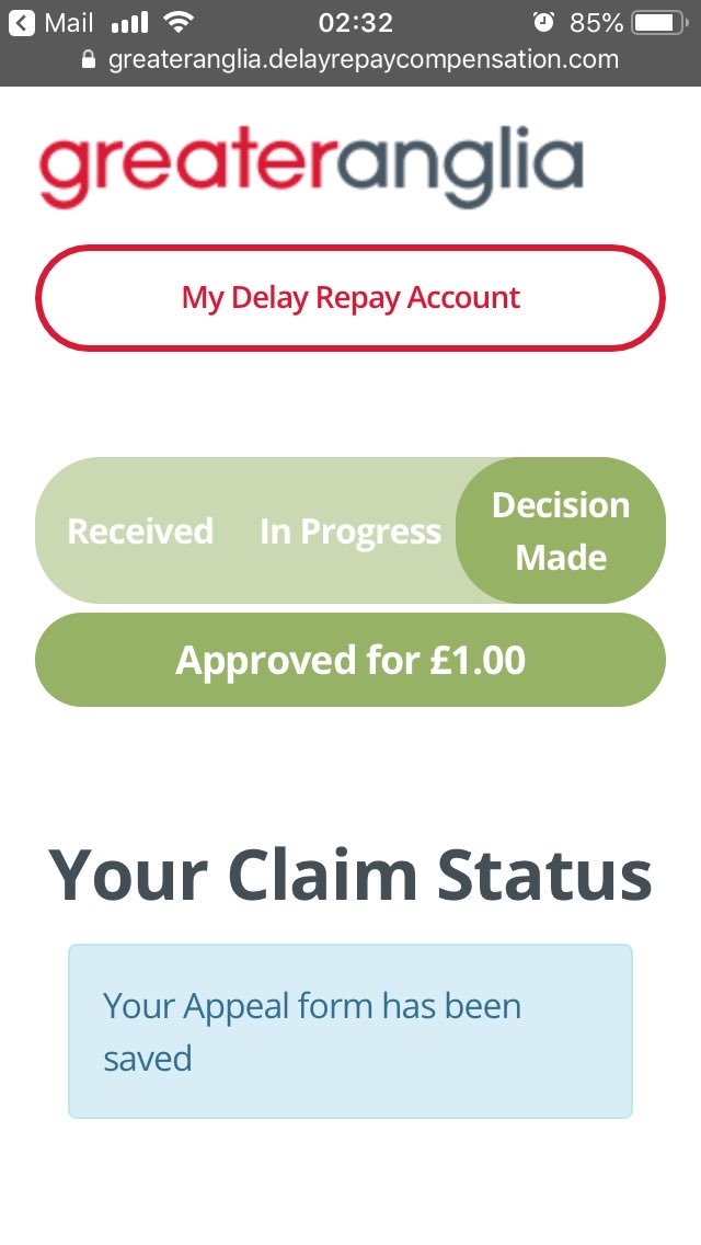 RUSTYRODFISHING's tweet photo. @greateranglia you cancel my train, I drive to / from work and you refund my £1 of the return fares? If that’s the going rate can I start paying £1 for a return journey? Yes I’ve appealed #ripoff #tight #£1return https://t.co/Xtqcgs2ym3