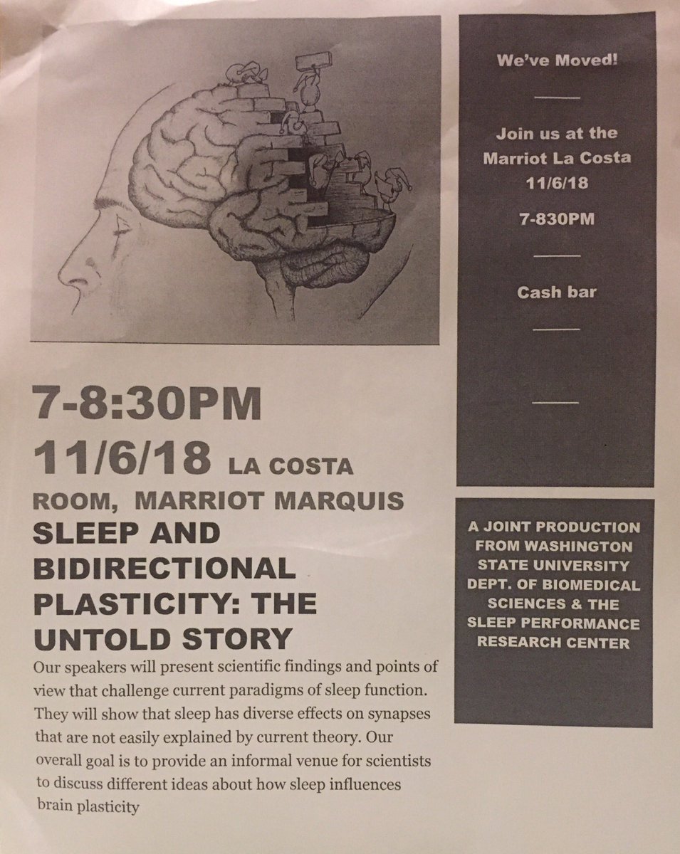 AshleyIngiosi's tweet image. CHANGE OF INFO! The #Sleep and Bidirectional #Plasticity: the Untold Story satellite #SfN2018 event is TOMORROW from 7-8:30pm in the La Costa room of the Marriot Marquis. See you there!