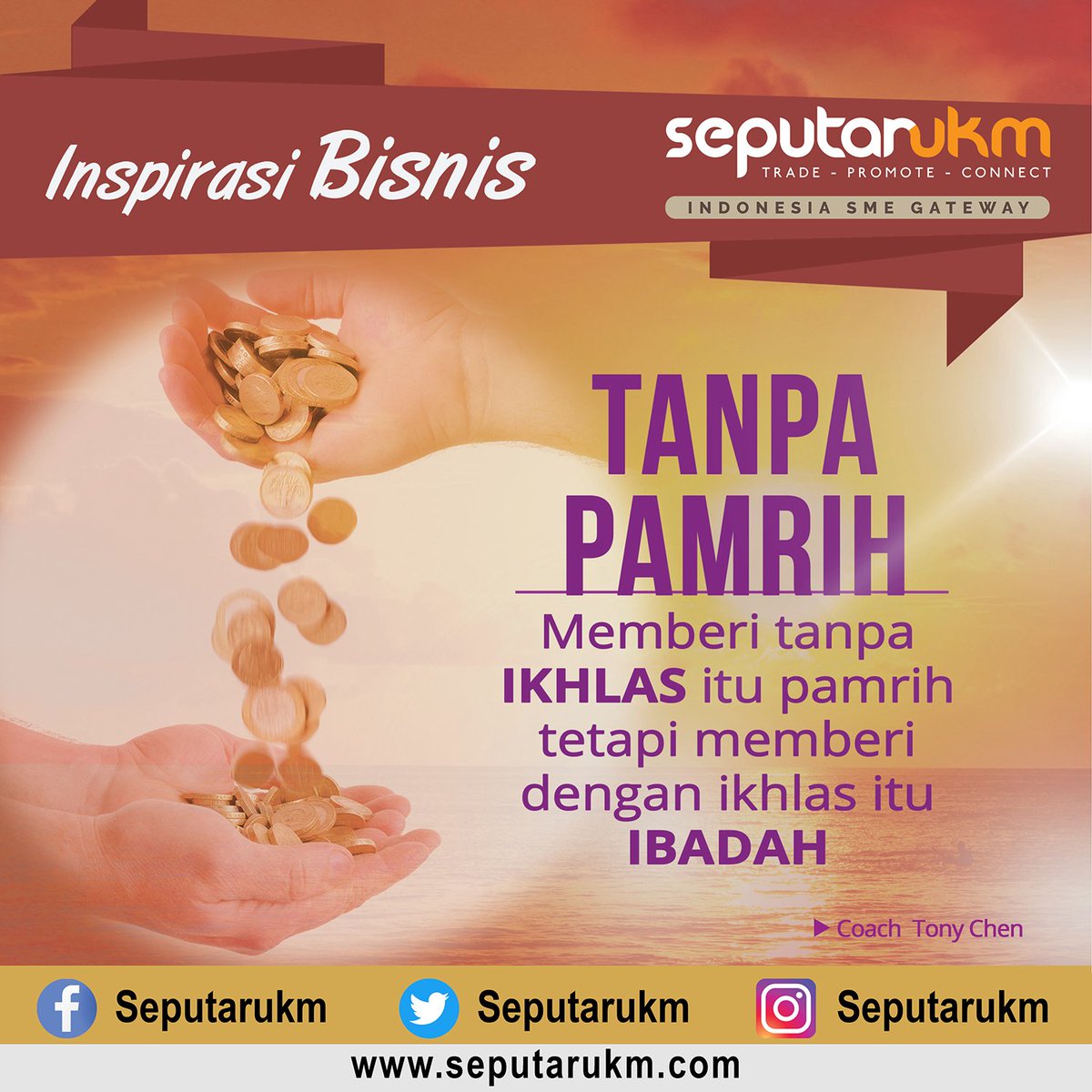 seputarukm's tweet photo. Ikhlas tanpa pamrih agar bernilai ibadah 👍😊

Semangat pagi entrepreneur...
Semoga sehat &amp; sukses selalu. Aamiin
Selamat beraktifitas hari ini 💪🏻

Salam sukses,
SeputarUKM 🙏🏻😊 https://t.co/9EsuuqDN4F