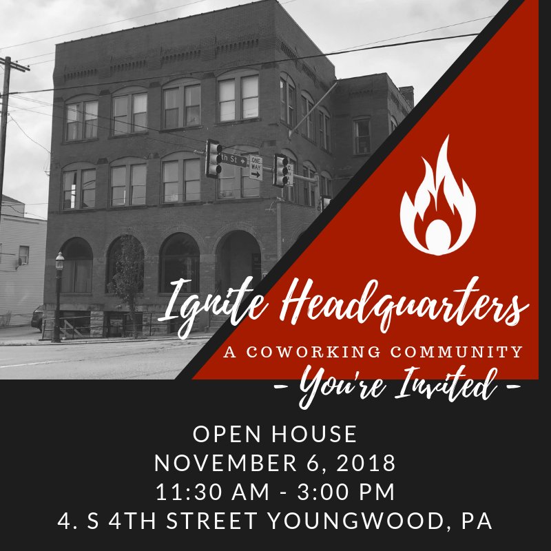 Less than 24hrs away!  Who's stopping by?
#igniteheadquarters #ignitehq #igniteyourbusiness #coworking #coworkingcommunity #ignitehqofyoungwood #smallbusiness #coworkinglife #creativecommunity #smallbusinessowner #entreprenuer #pa #pabusiness #coworkingevent #coworkingopenhouse