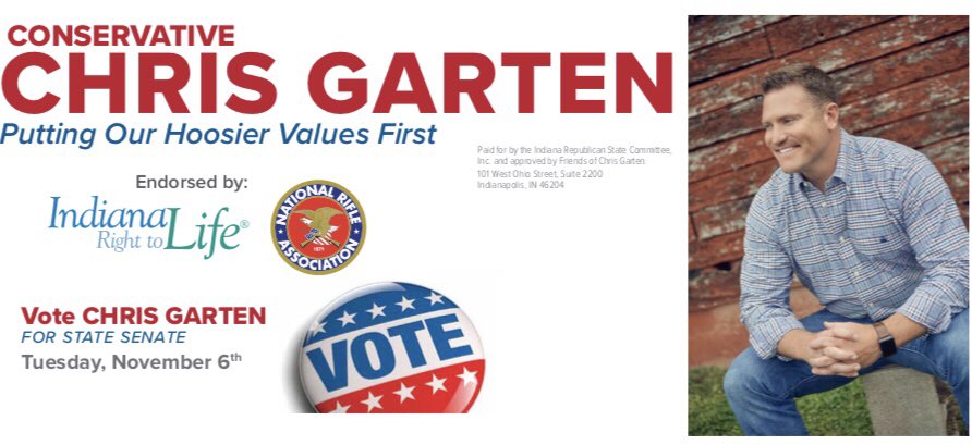 gartenforsenate's tweet photo. NEWS FLASH!  Tomorrow is Election Day!  Vote your heart, vote your conscience, but most of all, VOTE!!!!!

#SendaMarinetoIndy
#InSenate45
#GartenforSenate https://t.co/LrSRLg2xbg
