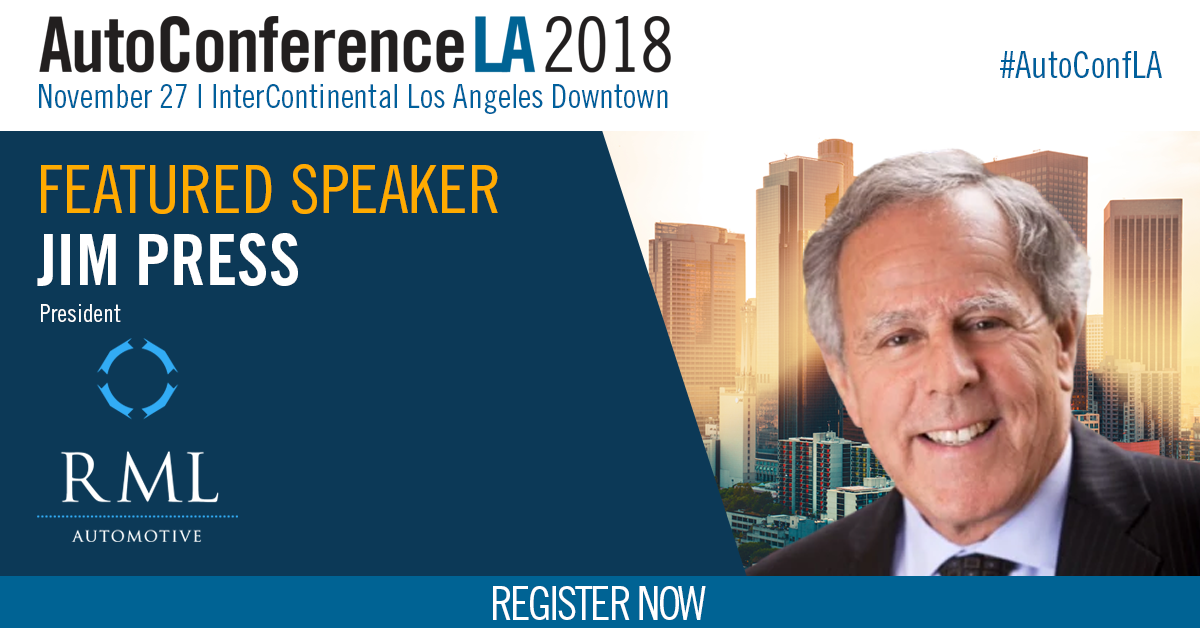 JDPower's tweet image. We're only a few weeks away from #AutoConfLA, co-hosted with @NADAUpdate. Don't miss out on a one-on-one with Jim Press, President of RML Automotive! 
okt.to/0u5SAC