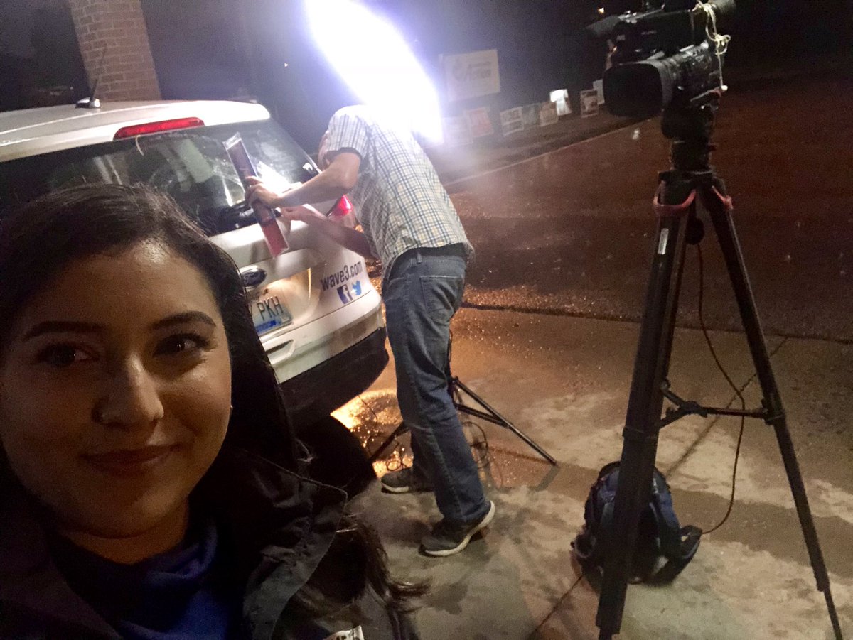 SaraRivest's tweet image. It was a good Election Day eve for me and @GregSchapker. Greg found us a spot where we won’t get wet in this downpour and he changed out his windshield wiper blades. #GoUs.