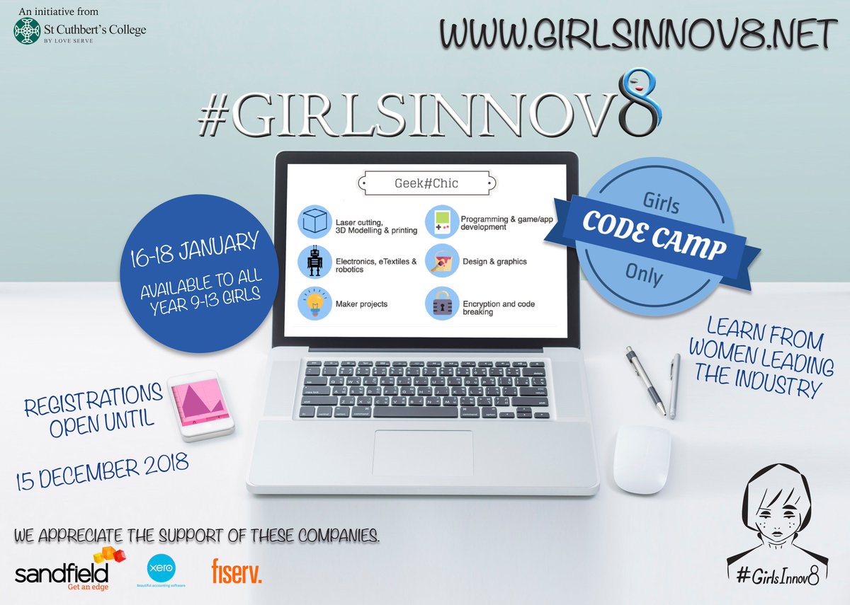 GirlsInnov8's tweet photo. Registration for Camp is now open for any girl across NZ who will be in Y9-13 in 2019. https://t.co/AoxeAgYWfO https://t.co/k45RFXt5f9