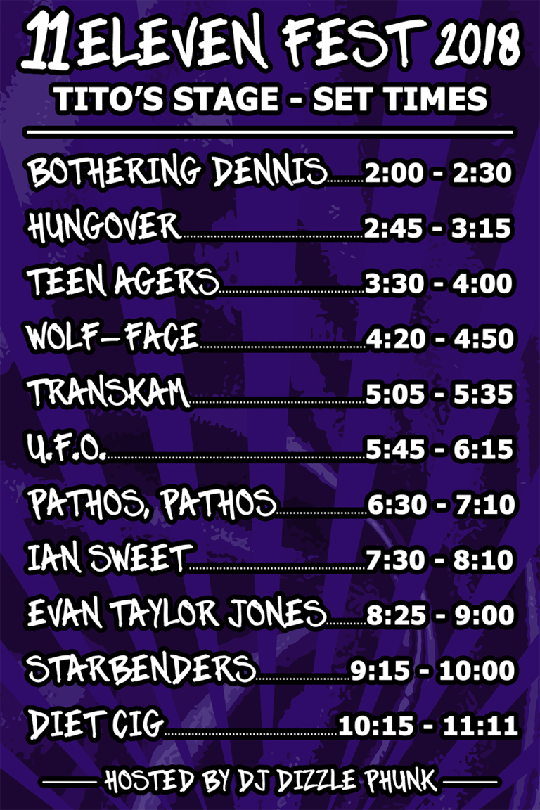 Peep the set times for Sunday, now, so, you can get to the front &amp; dance with ur favorite bands!️
🎉<a href="/BotheringDennis/">Bothering Dennis</a> <a href="/hungoverband/">Hungover</a> <a href="/TeenAgersHATEIT/">TEEN AGERS</a> @wolffacepunk Transkam <a href="/UniversalFunkOr/">UniversalFunkOrcstra</a> <a href="/Pathos_Pathos/">Pathos, Pathos</a> <a href="/IANSWEETWEET/">IAN SWEET</a> @EvanTaylorJones <a href="/STARBENDERS/">STARBENDERS</a> <a href="/dietcig/">☁️ diet cig ☁️</a> 🎉