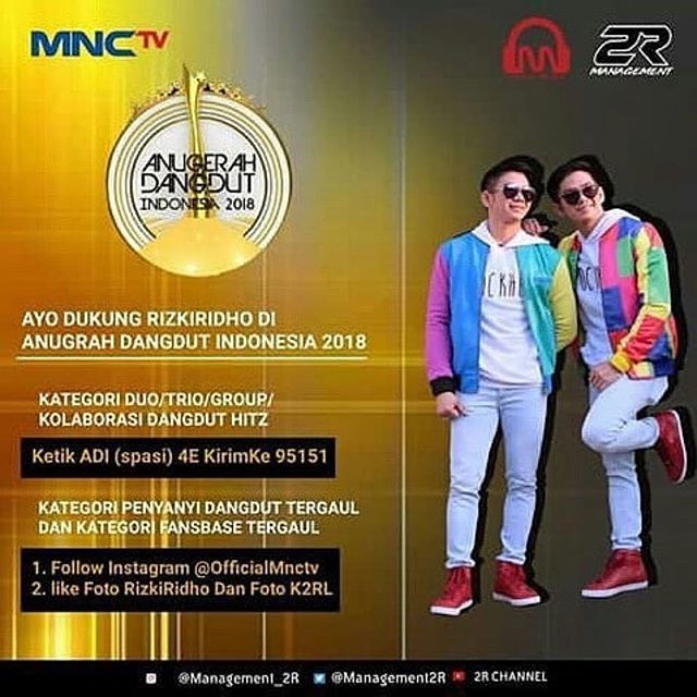 ・・・ Ayo Dukung RizkiRidho di acara "Anugerah Dangdut Indonesia 2018 (ADI 2018)" dalam Kategori Duo/Trio/Group/Kolaborasi Dangdut Hits, dengan cara Ketik: ADI (spasi) 4E Kirim ke 95151. sebanyak"nya yaa.... Teman" k2rl sejati😇🙏 Jangan lupa juga vote… dlvr.it/QqXtTp