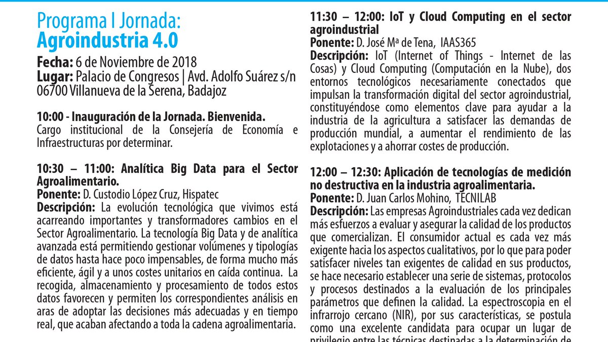 bersconsulteam's tweet image. Hoy, nuestro consultor homologado en #Industria40 @CarlosGRP, asiste a las Jornadas de Agroindustria 4.0 del @ticExtremadura y @FEVAL_ en  Villanueva de la Serena @aytovvaserena 
#Agro #TransformacionDigital