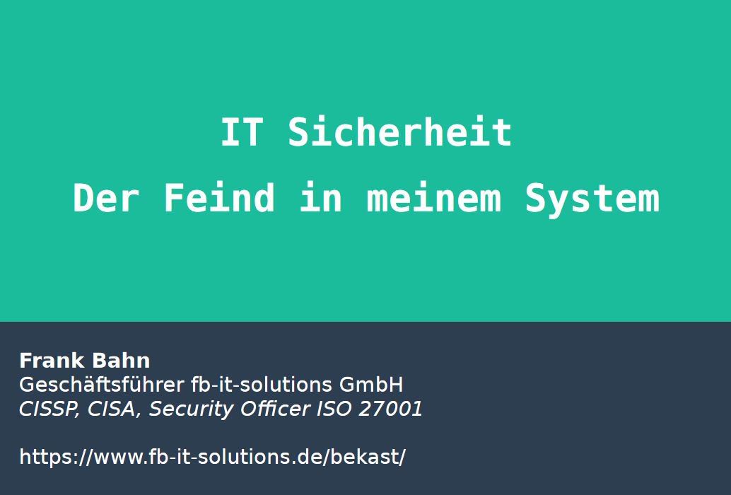 BekastG's tweet photo. #BEKASTInHouseFair Eröffnungsvortrag von  Frank Bahn zum Thema: IT Security – über aktuelle Bedrohungen und Abwehrszenarien https://t.co/j21bfTfgin