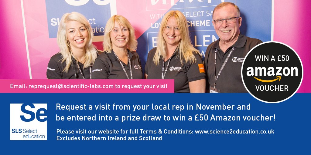 SLSSelectEd's tweet image. Request a visit from your local SLS Select Education rep during November and you could win a £50 Amazon voucher 😀 Simply email reprequest@scientific-labs.com with your school name and address to enter. Full Terms &amp;amp; Conditions here: science2education.co.uk/news #sciencetechnician
