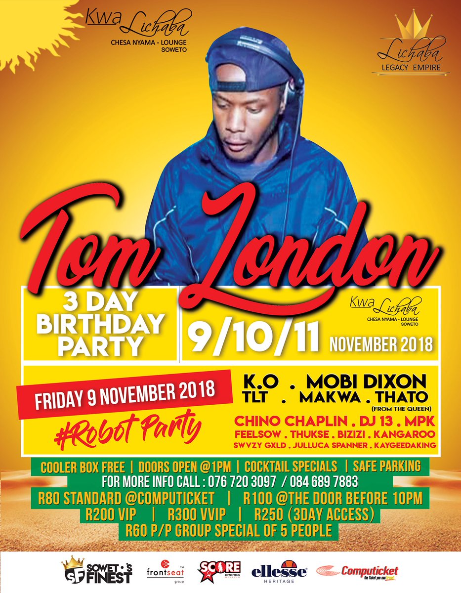 SowetosFinest's tweet image. Si On at @Kwa_lichaba this weekend 🚀🚀🚀. Friday entertainment by @K_Zaka_ @DJ13SA @DjMPK_SA #RobotParty