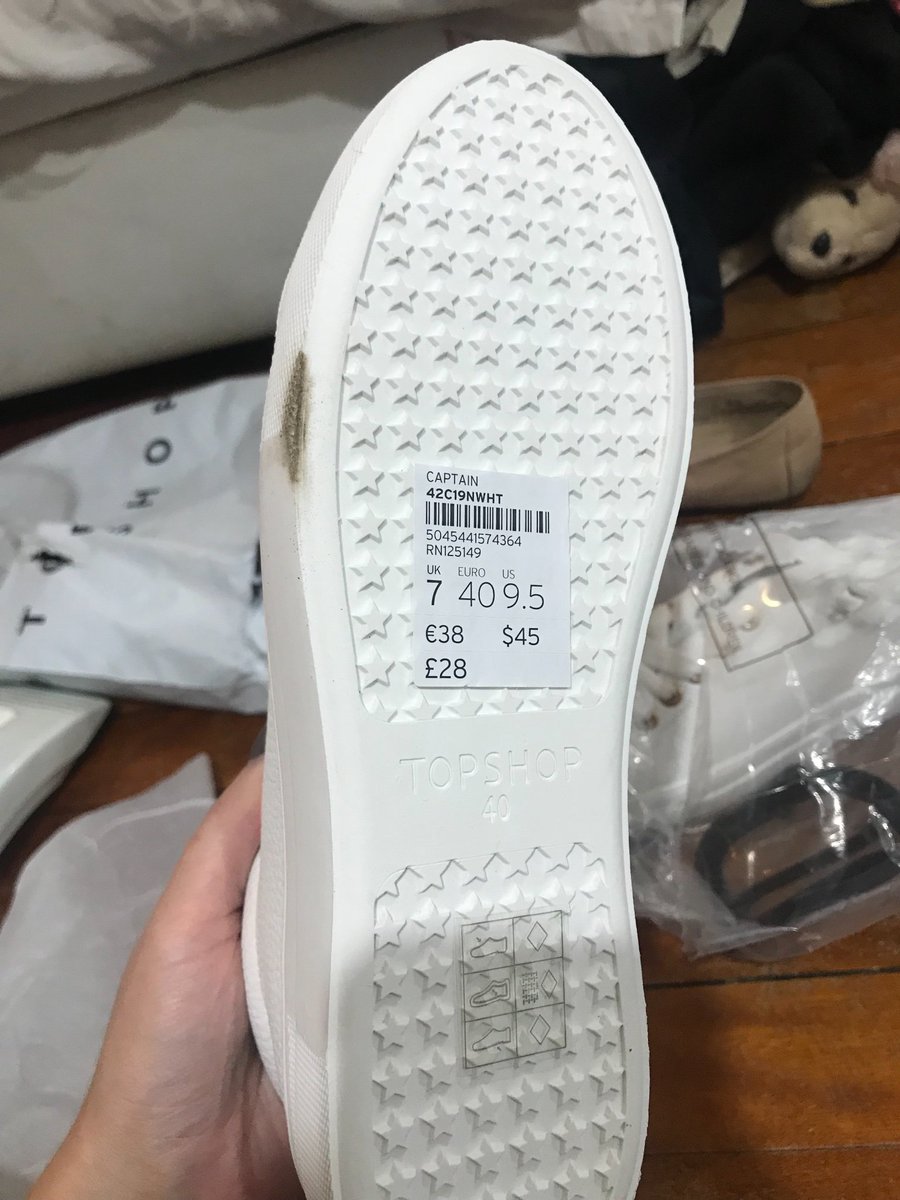 Trunnerz's tweet photo. @Topshop @TopshopHelp please help, I have just received an order and when I have got one of the shoes out the bag there is a black mark on it! https://t.co/UdQx2UuMRN