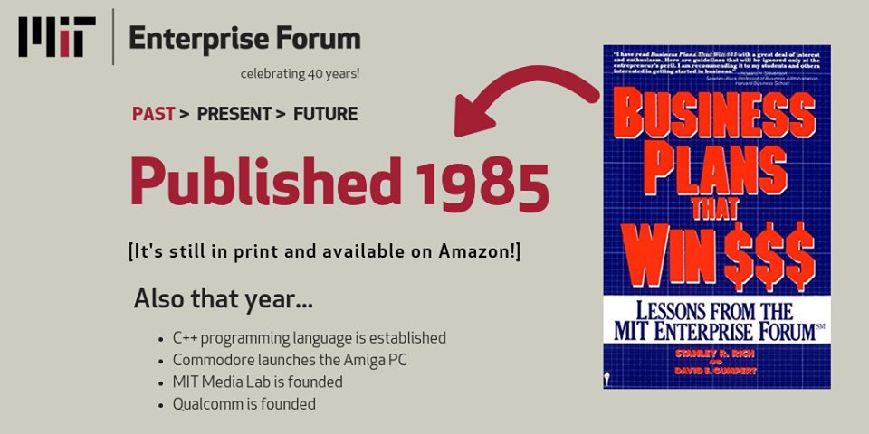 MITEF_Pakistan's tweet photo. Fun fact, in 1985, a book was published with lessons learned from the MIT Enterprise Forum. What lessons have you learned from us? Share them and tag #MITEFStory and help us celebrate our 40th anniversary! #MITEF40th #MITEF https://t.co/emFazXIfXY