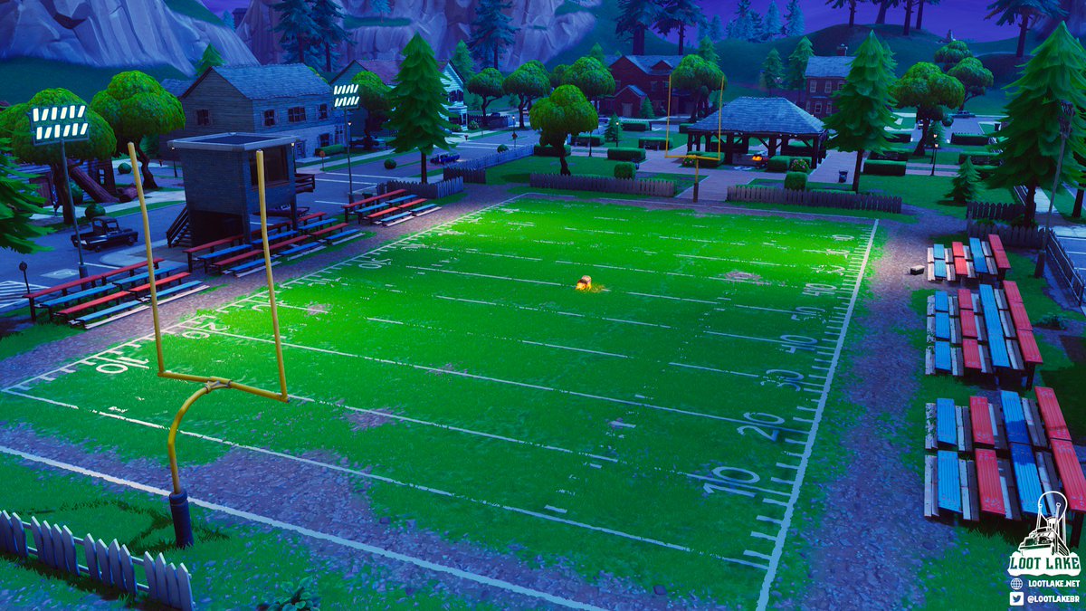 fortnite news lootlake net on twitter the soccer pitch in pleasant park has been converted into a football field fortnite - where are the soccer fields in fortnite