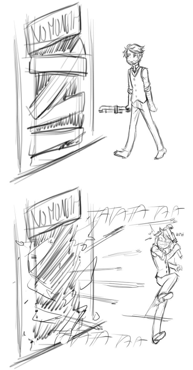 SKYLia_Art's tweet photo. Boop, I didn't post this comic here. Well, it would be a hell if Sammy had literally the Tommy gun :')
Sorry if itโs too sketchy and not well drawn ~
#Bendy_and_the_ink_machine #BATIM #BATIMspoilers #batimchapter5 #sammylawrence #henrystein https://t.co/qOmhNzzkGh
