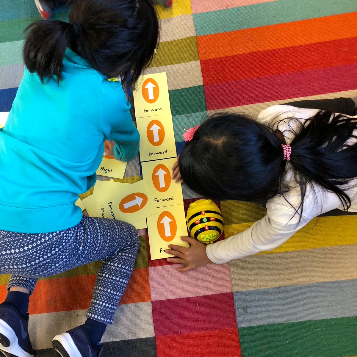 LibraryWowk's tweet image. Playing with BeeBots during Maker Monday! #beebots #primarycoding #LLC #rtla38