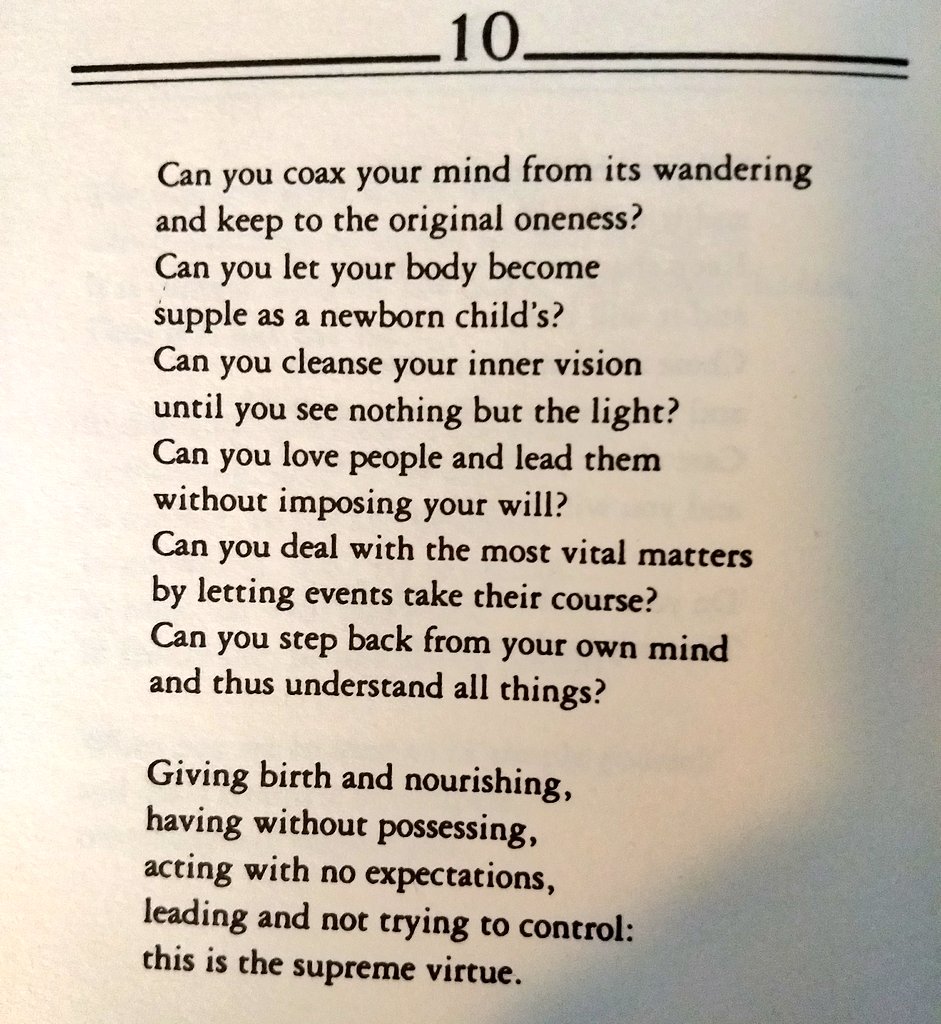 Lao-Tzu: Tao Te Ching

Chapter 10