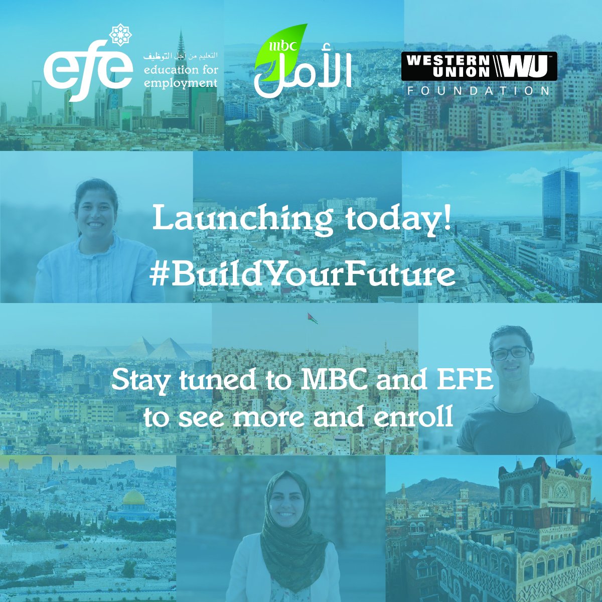 #BuildYourFuture with EFE. Learn the right skills and get real job opportunities here enroll.efe.org. ابني_مستقبلك# <a href="/EFE_Global/">EFE Network</a> <a href="/MBCHope/">MBC الأمل</a>  <a href="/TheWUFoundation/">The Western Union Foundation</a>