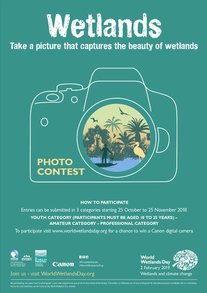 Take a picture that captures the beauty of #wetlands until 25 November 2018- . Participate in the Amateur, youth or professional category for a chance to win a Canon Digital Camera-  Upload your photo here bit.ly/2REM7GW
