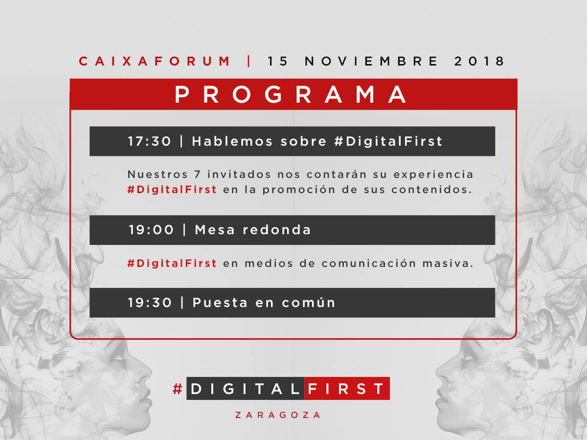 DigitalFirstZgz's tweet photo. Vuelve a revisar el programa de #DigitalFirst; no queda nada para el 15 de noviembre! https://t.co/GtkyLzDdYW https://t.co/VkjDpfMVRx
