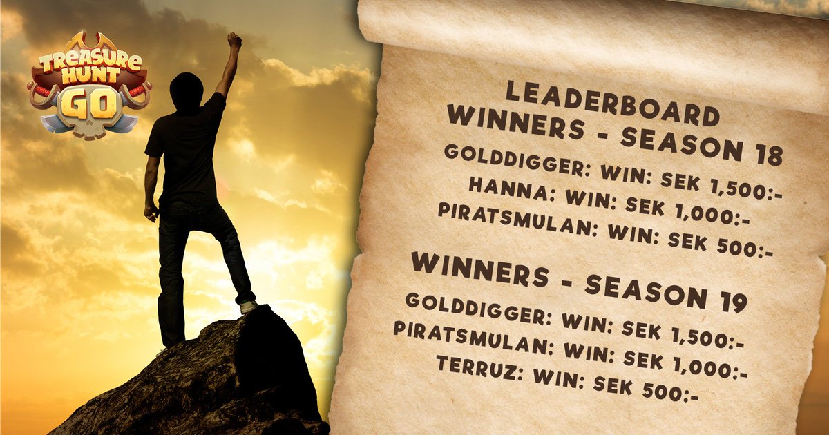 TreasureHuntGo's tweet image. We didn't forget, we're just a little late! Here are the leaderboard winners from series 18 &amp;amp; 19. Congratulations and well played to you all. Keep up the good work and happy hunting! #cashprizes #treasurehunting