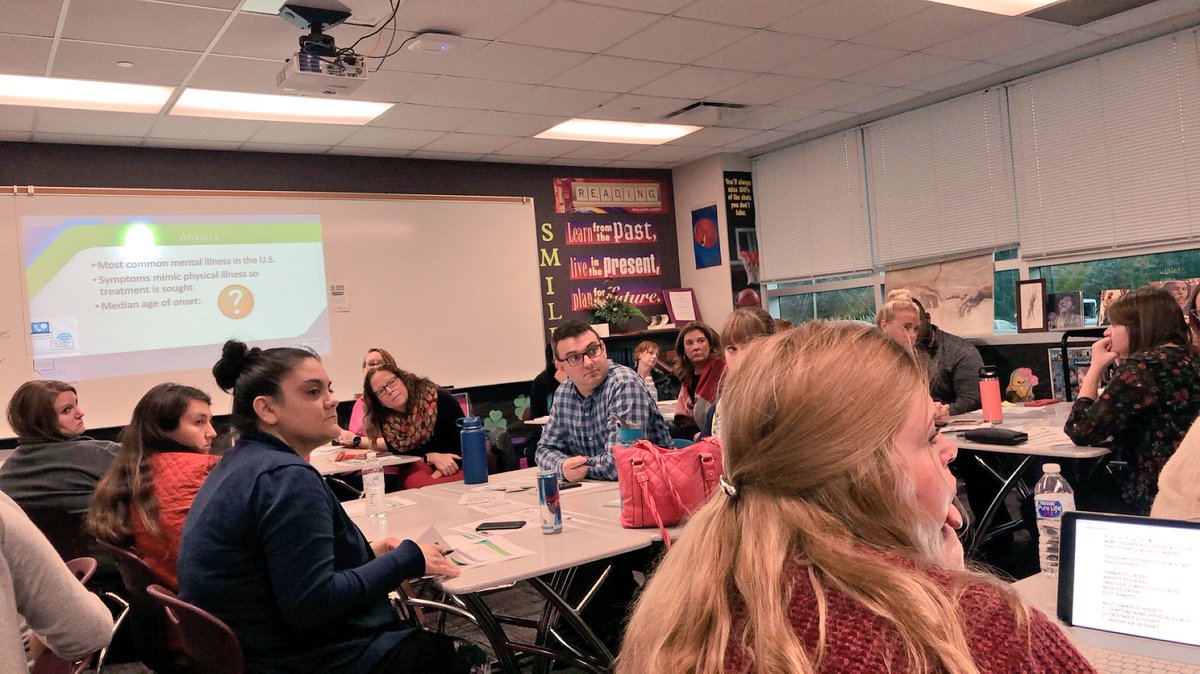 TheMrDeWitt89's tweet photo. Great conversations with my colleagues on understanding students with different mental health needs! #WayneLearns2018 https://t.co/0kzmpvcKJU