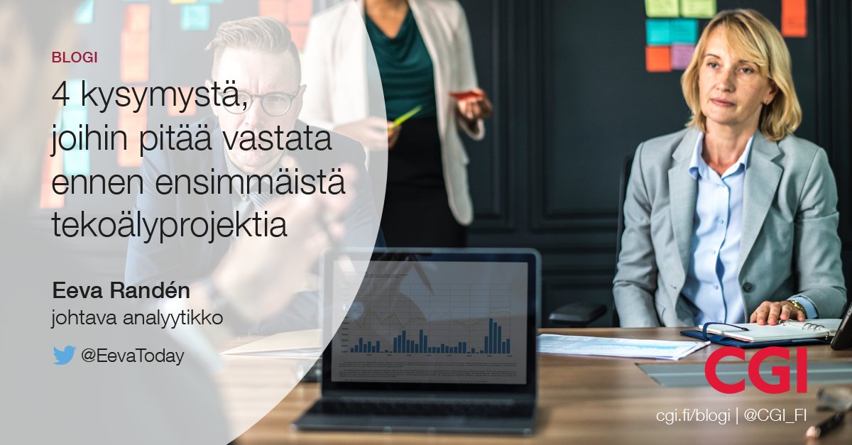 CGI_FI's tweet photo. Mitä yrityksen pitää kysyä itseltään ennen ensimmäistä tekoälyprojektia? 🤖

Lue 4 tärkeää kysymystä blogista, jonka kirjoitti Eeva Randén. 

@EevaToday #tekoäly #AI #digitalisaatio ⬇️

https://t.co/cryvpc2fdT https://t.co/bMt8DucSwG