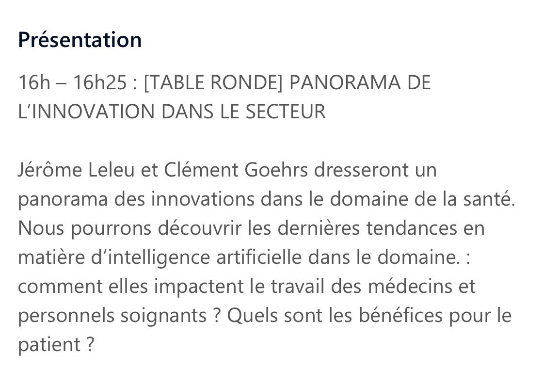 #Experiences18 Je présenterai <a href="/SynapseMed/">Synapse Medicine</a> tout à l’heure, dans la table ronde  #IA et #santé, en compagnie de <a href="/monteil_cecile/">Cécile Monteil</a> et <a href="/jeromeleleu/">Jerome Leleu</a>. 
Plus d’infos => preview.inwink.com/microsoft-expe…