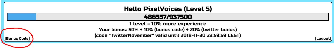 Pixel Voices on X: Want more experience? Use a code TwitterNovember and  get 10% more experience! #flyordieio  / X