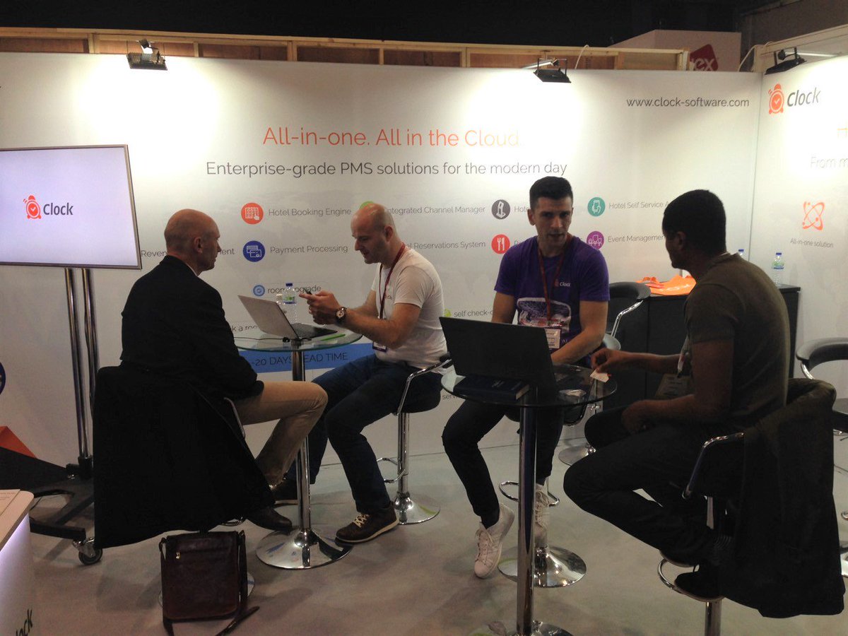 ClockSoftware's tweet image. Another busy day for the #ClockSoftware team at the @WTM_London with so many visitors at our stand 👉No TT324. Of course, it is our new generation of hotel PMS that gets all that attention.Ready to embrace the digital revolution in the hospitality industry? Keep calm and Clock in