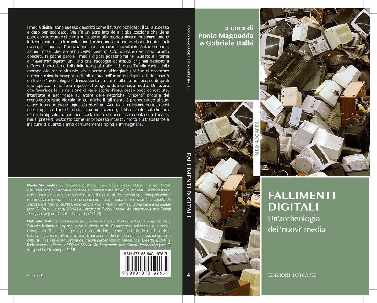 17-11-2018,15.00,<a href="/Museoscienza/">Museoscienza</a>: io,<a href="/mag/">mag</a> <a href="/magauddap/">Paolo Magaudda</a>,<a href="/PaoloBory/">Paolo Bory</a>,<a href="/simonacasonato/">Simona Casonato</a> vi accompagneremo nei sotterranei del Museo per scoprire i #fallimentidigitali che si nascondono.Novelli #IndianaJones, portate anche i VOSTRI fallimenti! <a href="/BOOKCITYMILANO/">BookCity Milano</a> #bcm18. bookcitymilano.it/eventi/2018/al…