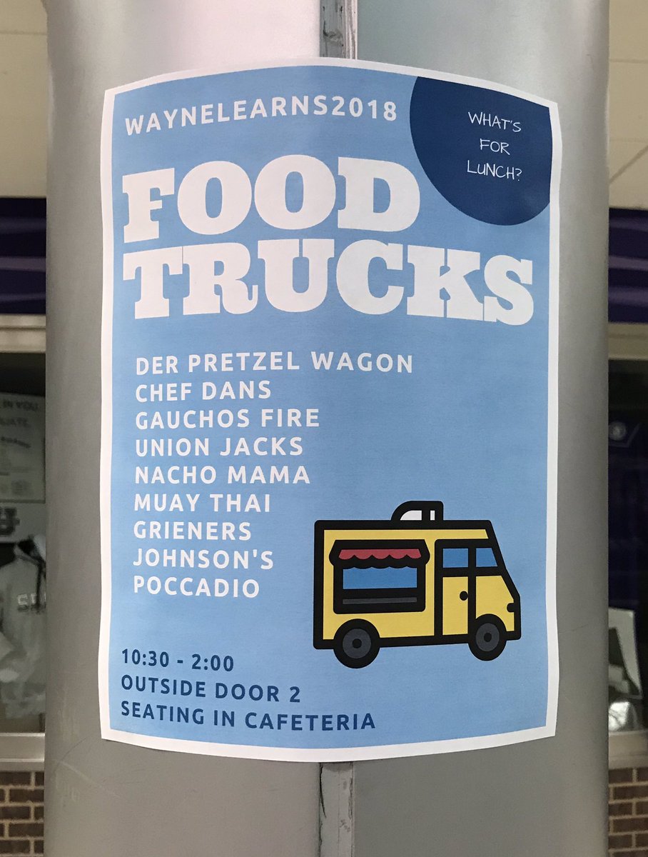 DanaLile's tweet photo. The food trucks are coming! The food trucks are coming! #waynelearns #wearewayne https://t.co/grhBTyJMeG