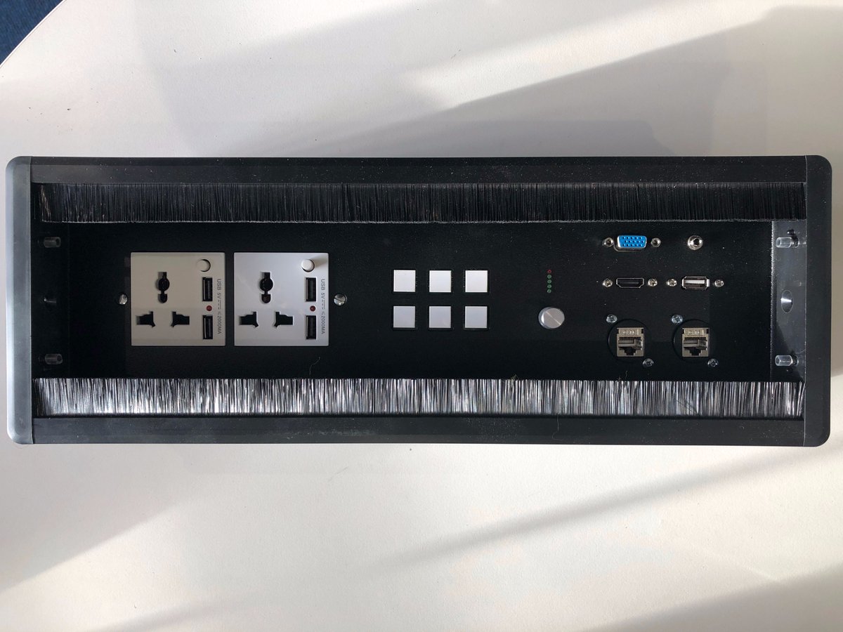 avplates's tweet photo. Here is one of todays #custom #deskpod with #universal #power #usbchargering #controlpanel #vga#audio #hdmi #usb #network #avtweeps #liveinstall #uksmallbiz https://t.co/0cC5buSYbh
