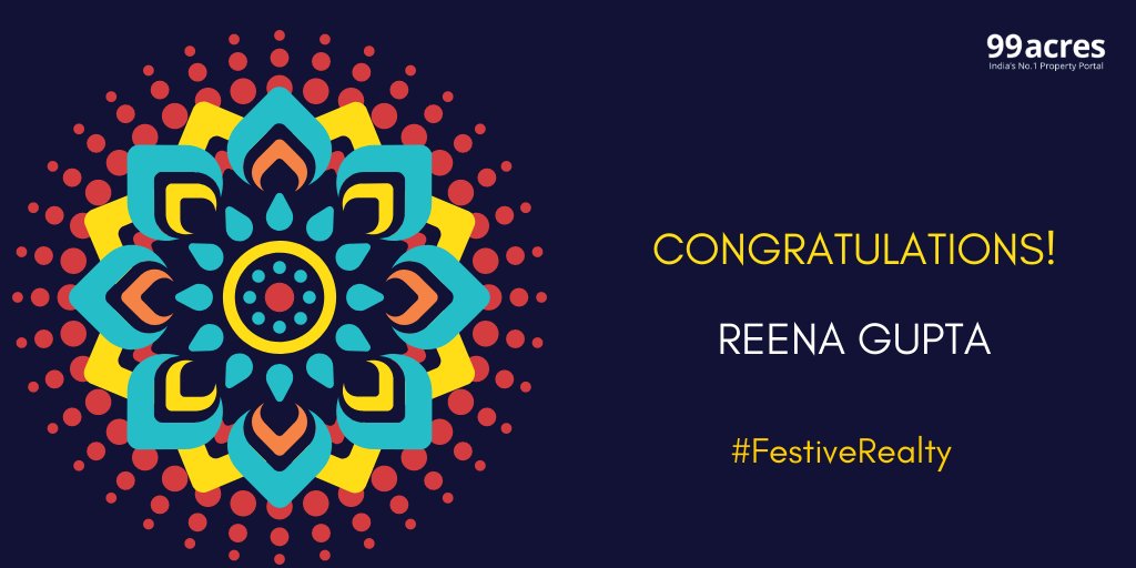 99acresIndia's tweet photo. Everyone did a great job for the #FestiveRealty contest. Here are the winners - Prashant Sharma @prashantDocean and Reena Gupta @ReenaGupta0091!
#Diwali #HappyDiwali https://t.co/ysLmfJK6V8
