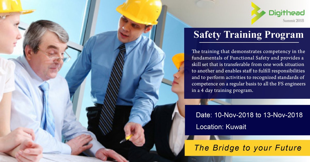 HeadDigit's tweet image. The #Safety Instrumented Systems (SIS) #Training is a certificate program demonstrating competency in the fundamentals of Functional safety. #Kuwait 10-13 #November #DigitHead2018 #Summit #BeThere
More details: digitheadsummit.com