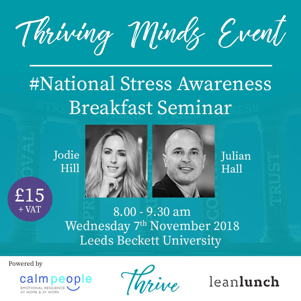 TheCalmPeople's tweet photo. I am really looking forward to this event tomorrow. I'll be priveleged to be talking to an exclusive group put together by @iamjodiehill  @Thrive_law on #nationalstressawarenessday about The 5 Pillars of Stress.
There may be a couple of places left if you are in Leeds tomorrow am https://t.co/XWslmNvwtT