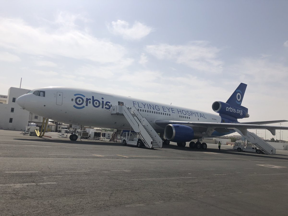 maha_elakoum's tweet photo. Today, to kick off #DohaHealthcareWeek, we visited the #Orbis Flying Eye Hospital. They fly around the world to train #healthcare workers in underprivileged communities, while also conducting surgeries onboard their aircraft. I love my job. #qatarcreatingvision https://t.co/sGaEBWuyH3