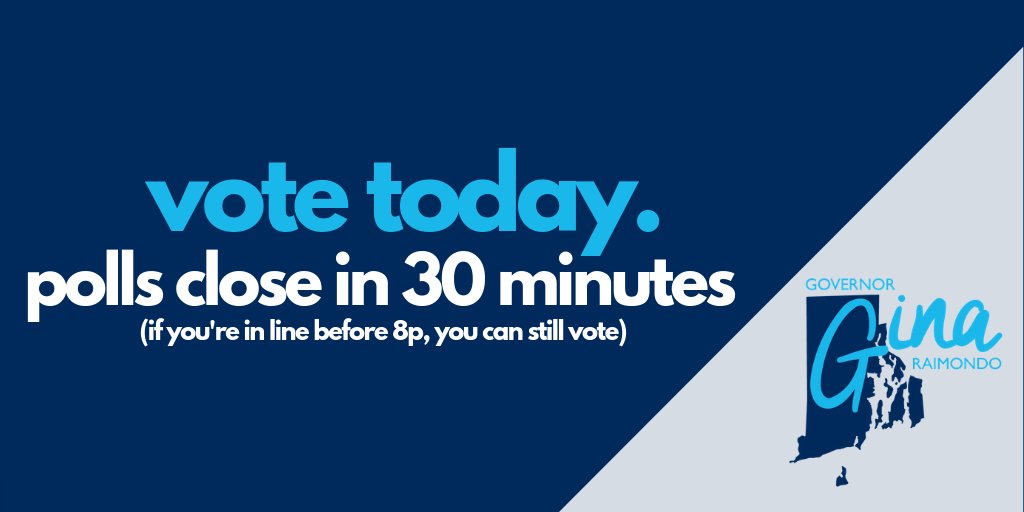 Polls close in 30 minutes. If you're in line before 8p, you can still vote. Vote today.🗳