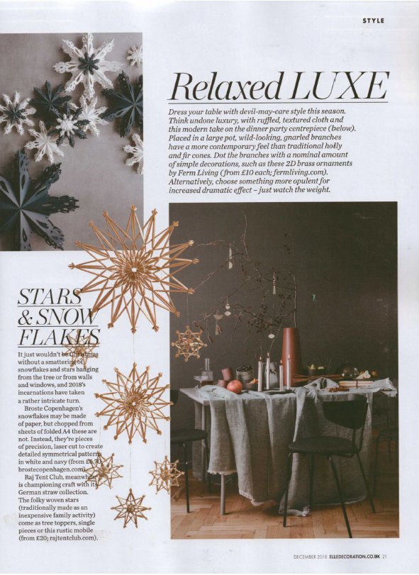 Yet more of our German straw decorations in <a href="/ELLEDecoUK/">ELLE Decoration UK</a> December issue and....
