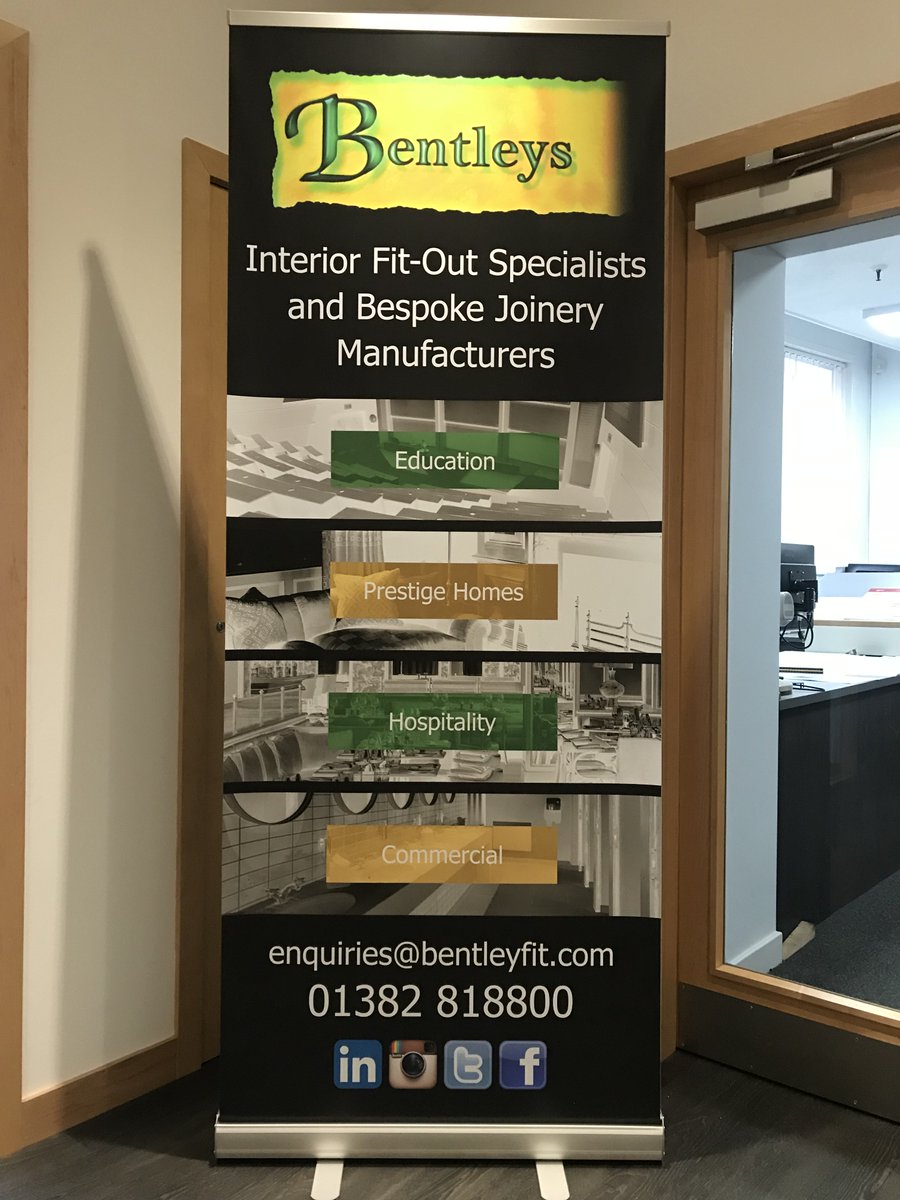 bentleysshopfit's tweet image. What do you think of our new Pop-Up Banner? It is now sitting pride of place in reception, getting geared up for its first outing to @DIAdundee Awards.  We are sponsoring Best Interior Design &amp;amp; look forward to seeing you all there! #bentleyfit #interiorfitout #dundee #diaawards