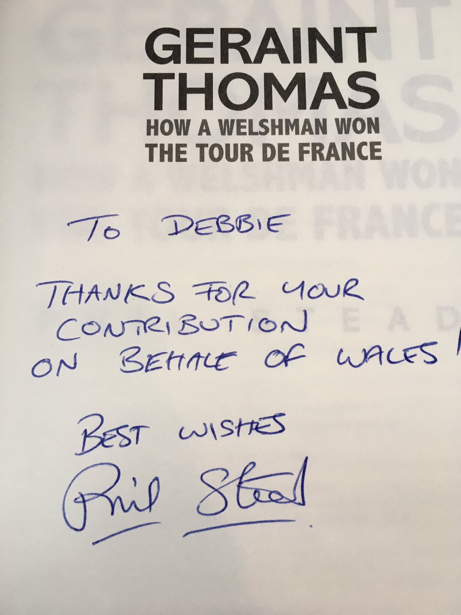 Look what arrived today!!!! Many thanks <a href="/pjstead/">Phil Stead</a> can’t wait to read it 😊👍 #tdf2019 #madeinmaindy <a href="/GeraintThomas86/">Geraint Thomas</a> @MaindyFlyersYCC @WelshCycling
