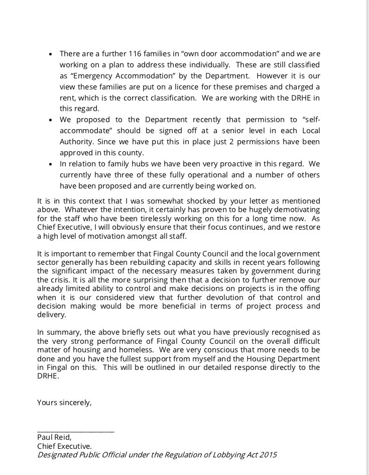 LouiseByrneNews's tweet photo. Remember when @MurphyEoghan wrote to the local authorities to criticize their response to homelessness? Here’s Fingal’s response, released under FOI. “Great surprise and disappointment at the content and tone... Hugely demotivating to staff.” https://t.co/cN1BXL2FZB