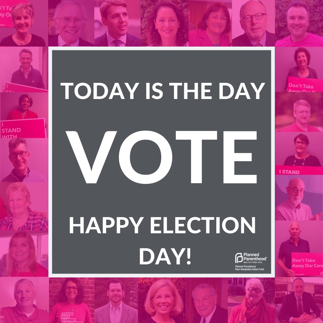 Today is the day! Head to the polls and vote for #reprohealth champions up and down the ballot! If you’re not registered, don’t worry: #NH offers same day registration. Visit nhvotingrights.org to learn more. #nhpolitics #PinkOutTheVote
