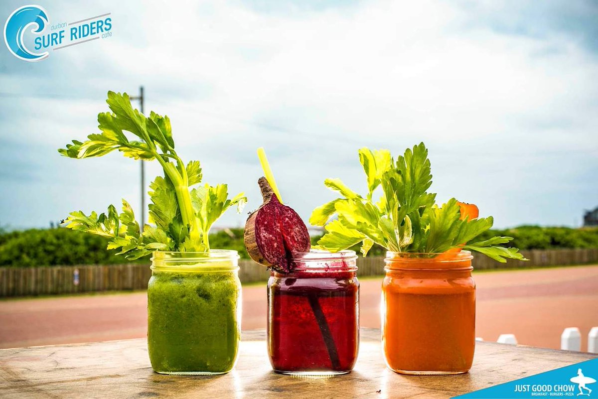 SurfRidersDBN's tweet photo. "Sam's Crazy Detoxes"

Sam has gone detox crazy at SurfRiders Cafe! 
She has added 2 new flavours to the mix with carrot, apple &amp; ginger and Beetroot, kale &amp; apple. 

#SurfRidersCafe #SurfRidersDBN #Crazy #Detox #Healthy https://t.co/sinaNJkoGP