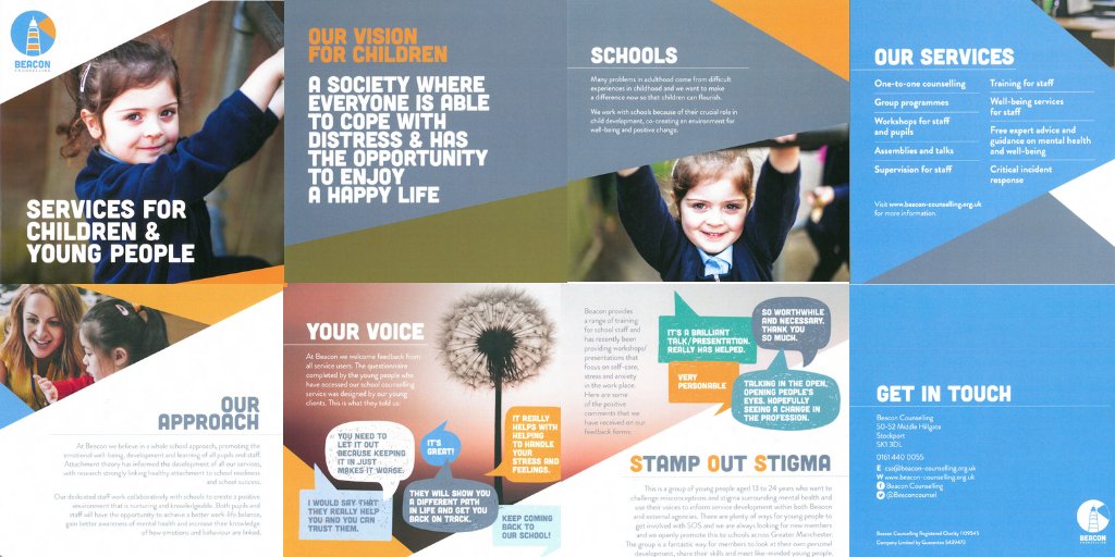 Beaconcounsel's tweet image. Thanks to @runcreativeltd for a fantastic new brochure dedicated to our Services for Children and Young People that showcases our vision and approach! For more info about the services for young people in #stockport and #greatermanchester please email csa@beacon-counselling.org.uk