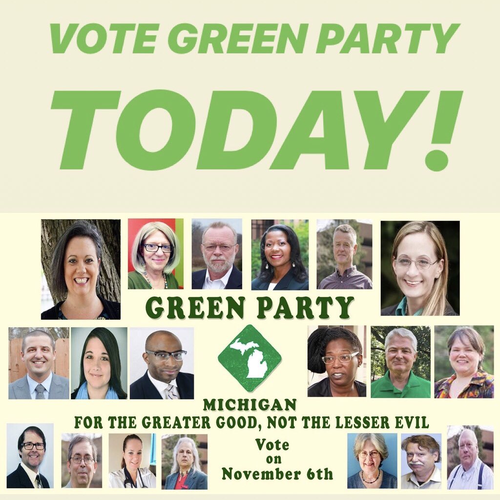 VOTE #GreenParty TODAY!

#GreenParty #GreenEnter #VoteGreen #VoteGreen2018 #Kurland4MI #SaveOurState #GoGreenIn2018 #GreenNewDeal #2018Midterms #Election2018 #ElectionDay #MidtermElections2018 #Midterms2018 #MIVote #MIGov #WeAreGreen