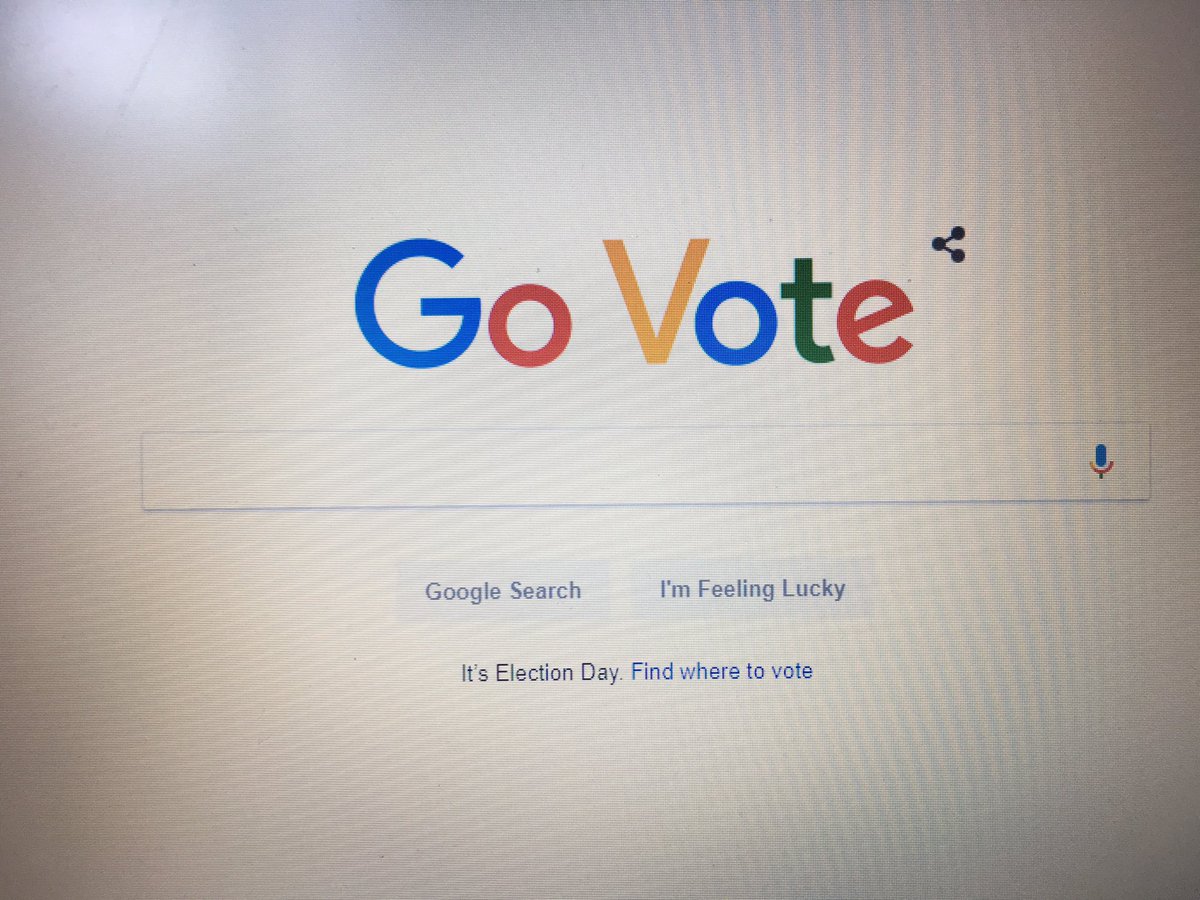 BleuseWilliam's tweet photo. De nouveaux moyens de #communication sont naissant chaque jour. Aujourd’hui, @Google incite les américains à voter en modifiant la page d’accueil https://t.co/z7yfOk3mVA!

#ElectionDay #govote @GoogleFR #CMISTC2A https://t.co/cJQSxaYt3Y