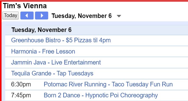TimsVienna's tweet photo. Handful of things to do today in #Vienna #Tysons... working on adding a lot more!

https://t.co/ThsmTTKEyY https://t.co/TLXfasmB2M