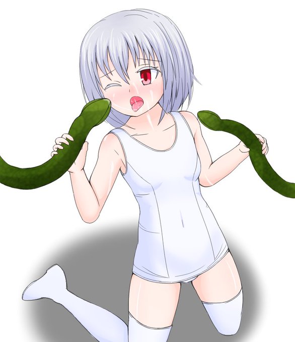 絵154号「白スクさん」
植物型触手モンスターに異様に美味しいジュースをごちそうしてもらっている様子 