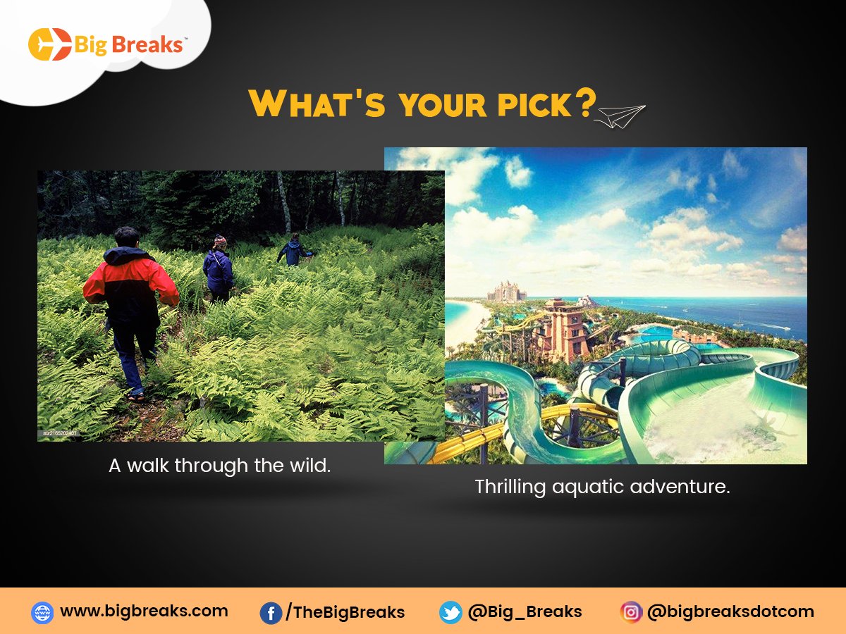 Big_Breaks's tweet photo. Still scrutinizing how to take that leisure escape? Choose one of the two, Big Breaks will help you how to go about your favourite pick, the right way.

#BigBreaks #Travel #TravelPick https://t.co/u3dKrFtvMB